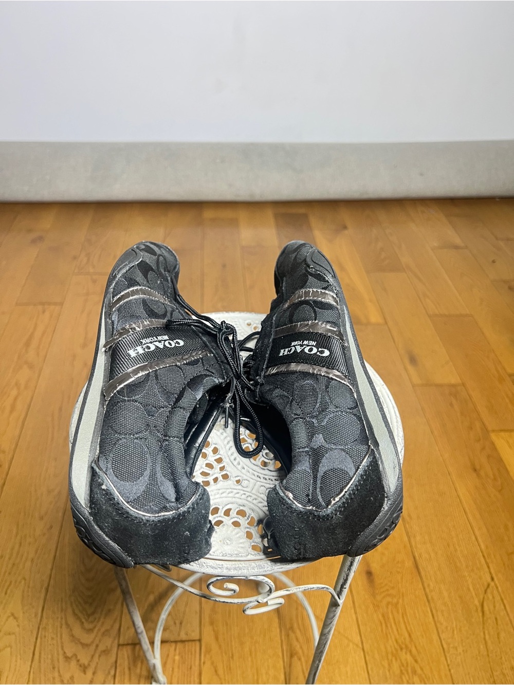 Coach Black Signature Logo Lace-Up Sneakers - Picture 6 of 9
